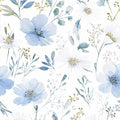 Light Blue Floral Peel and Stick Wallpaper, 17.7in x 393.7in | Self-adhesive and removable watercolor flower design for bedroom, living room, and accent wall