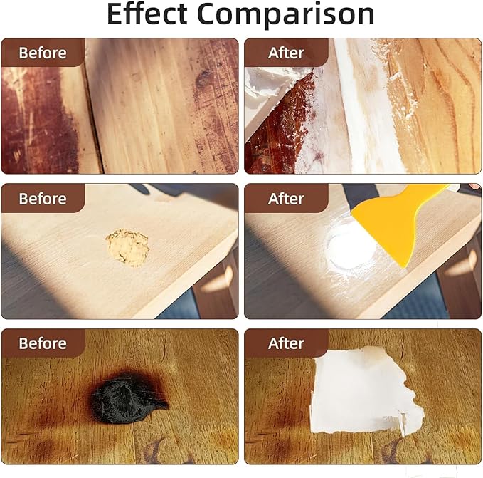 Boncart 32oz Wood Filler Putty - White, Paintable Furniture Repair Kit for Quickly Fixing Broken and Defective Wooden Furniture, MQNZ-08