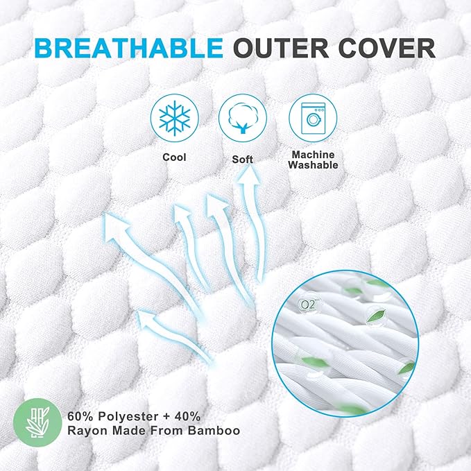 VVZ Cooling Bed Pillows Standard Size Set of 4,Shredded Memory Foam Pillows with Gel, Adjustable Firmness for Side, Back, Stomach Sleepers, 20x26, White