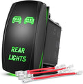 Nilight Rear Lights Rocker Switch Led Light Bar Switch 5Pin Laser On/Off switches Green 20A/12V 10A/24V Switch with Jumper Wires Set for Cars,Trucks,RVs,2 Years Warranty