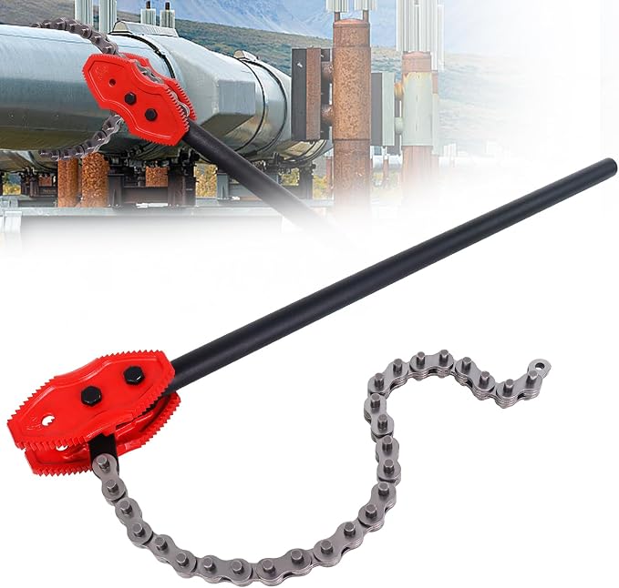 YHK Chain Pipe Wrench, 36” Heavy Duty Chain Tongs with 29.4" Chain Length, Heavy-Duty Chain Wrench for Pipe Installation, Repair, and Maintenance, Fit for 3/4"-4" Pipe Diameters
