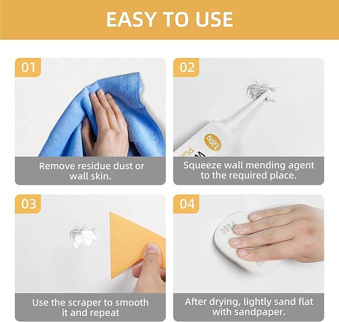 Three Drywall Patch Repair Kit with Scraper, Wall Spackle Repair Paste, Wall Mending Agent Quick and Easy Solution to Fill The Holes for Home Wall, Plaster Dent Repair and Wood Scratch Repair
