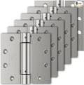 6 Pack Self Closing Door Hinges, 4.5" x 4.5" Spring Loaded Hinges with Square Corners, Adjustable Tension for Garage, Front Door, Back Door, for Left and Right Hand Door, UL Listed