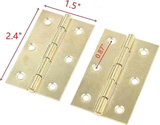 XMHF Cabinet Gate Closet Door Hinges 2.4"x1.5" Home Furniture Hardware Folding Butt Hinges Gold Tone with Mounting Screws Pack of 12