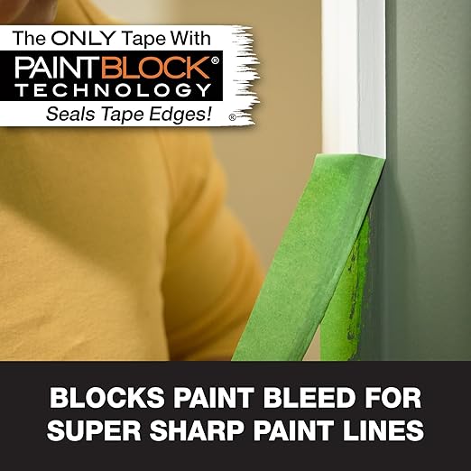 FrogTape Multi-Surface Painters Tape with PAINTBLOCK, 2 Inch Wide (1.88 In. x 60 Yds), Medium Adhesion, Green, 1 Roll (1358464)