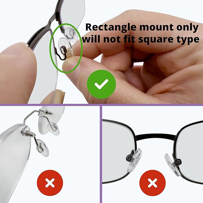 GMS Optical Push in Silicone Nose Pads for Glasses | 11mm Small, 6mm Normal Width | Non Slip Nose Grips, Eyeglass Accessories for Kids & Small Frames, Provides Comfort & Stability (5 Pairs, Clear)