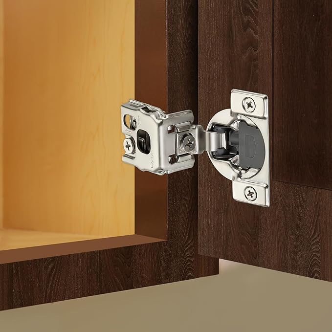 10 Pack (5 Pairs) 1-5/16" Overlay Soft Close Cabinet Hinges, Satin Nickel Stainless Steel Concealed Hinges with 3D Self-Closing for Face Frame Doors & Kitchens