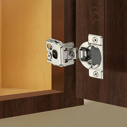 10 Pack (5 Pairs) 1-5/16" Overlay Soft Close Cabinet Hinges, Satin Nickel Stainless Steel Concealed Hinges with 3D Self-Closing for Face Frame Doors & Kitchens