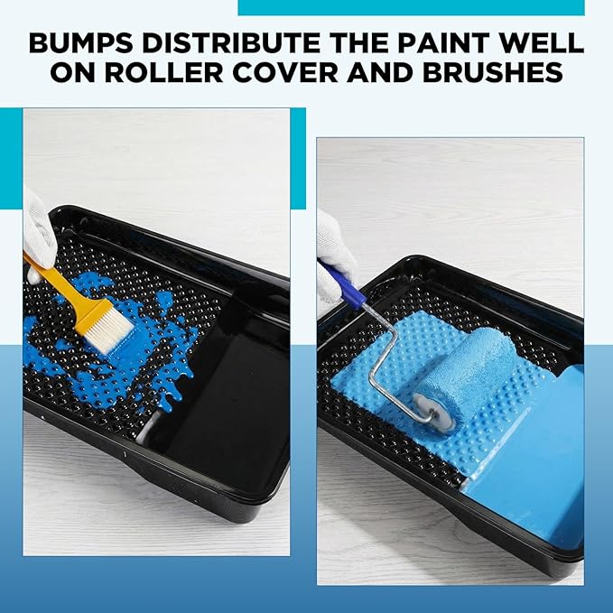 Geelin 40 Pcs 9 Inch Disposable Paint Tray Liner Heavy Duty Plastic Household Paint Pan Trays(Dots, Black)