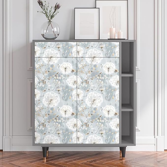 Nukofal Floral Wallpaper Peel and Stick Dandelion Wallpaper Floral Contact Paper 16.9"x393.7" Vintage Flower Contact Paper Boho Self Adhesive Removable for Bedroom Cabinets Decorative Wall Vinyl