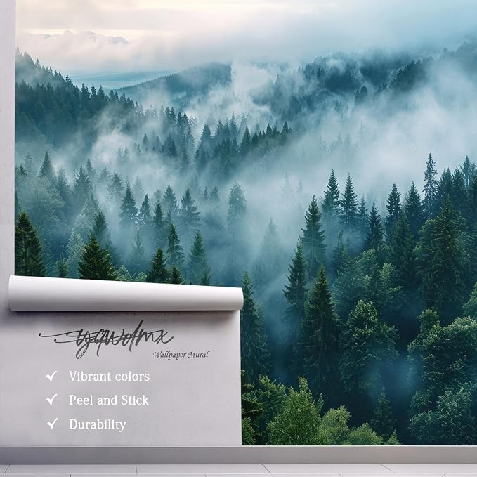 YQWDMX - Misty Forest Wallpaper self-Adhesive wall murals for Bedroom ZY19 S