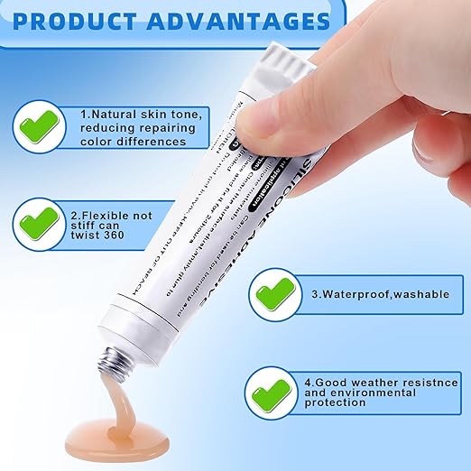 Lounsweer 2 Pcs Silicone Adhesive Glue for Skin Doll Repair Flesh Color Soft Adhesive Rubber Repair Glue for Filling Silicone Baby Doll Cavities Rubber Molds Halloween SFX Makeup