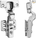 4pcs Half Overlay Cabinet Hinge Frameless Concealed Door Hinges European Soft Closing Four-Hole Mounting Plate Hinges Nickel Plated Finish