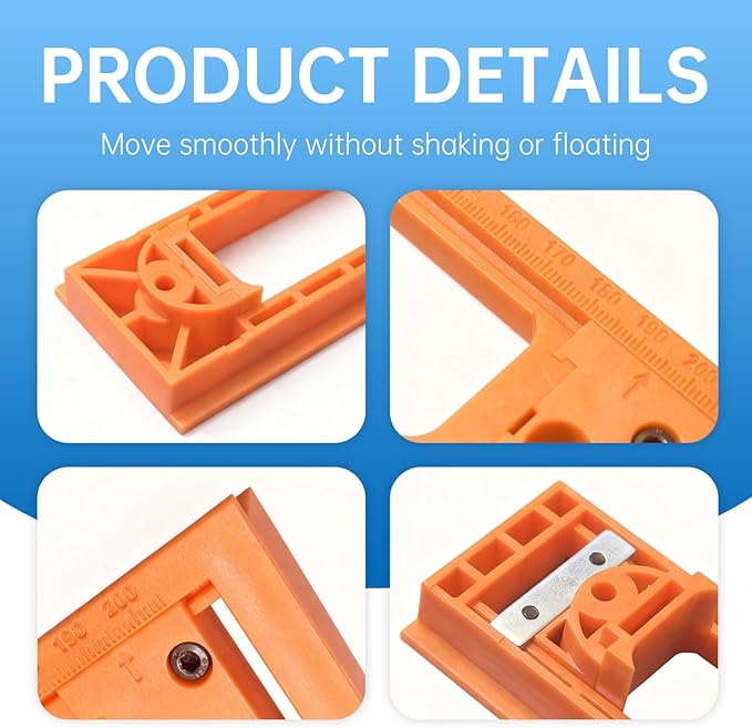 Concealed Door Hinge Installation Kit with Guide Template Jig, 5.3-7.8 Inch Door Hinge Positioning Tool, Lightweight Router Template for Woodworking, 0.98" Width