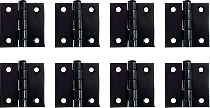 QCAA Square Door Butt Hinge, Heavy Gauge, Swaged, Loose Pin, 2"x2"x2.0mm, Black, Made in Taiwan, 8 Pack