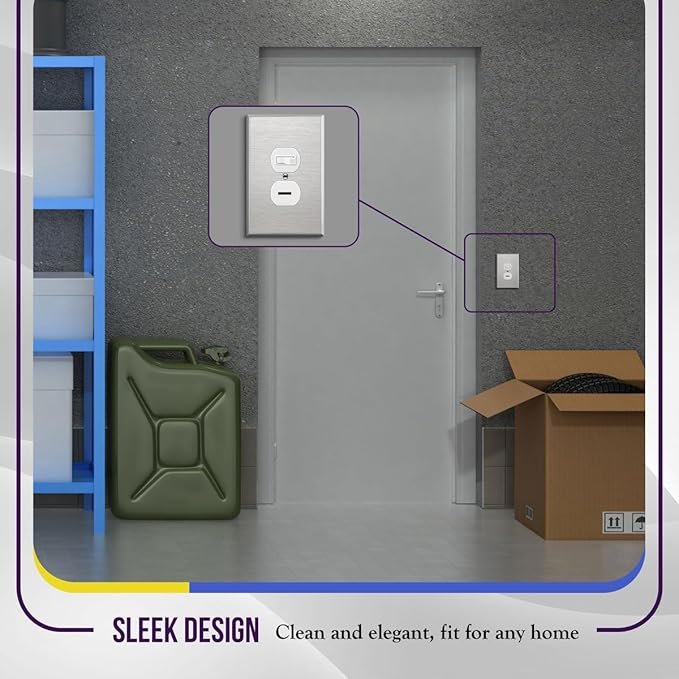 ENERLITES Duplex Receptacle Jumbo Metal Wall Plate, Stainless Steel Outlet Cover, Corrosion Resistant, Over Size 1-Gang 5.5" x 3.5", UL Listed, 7721O, 430, Silver