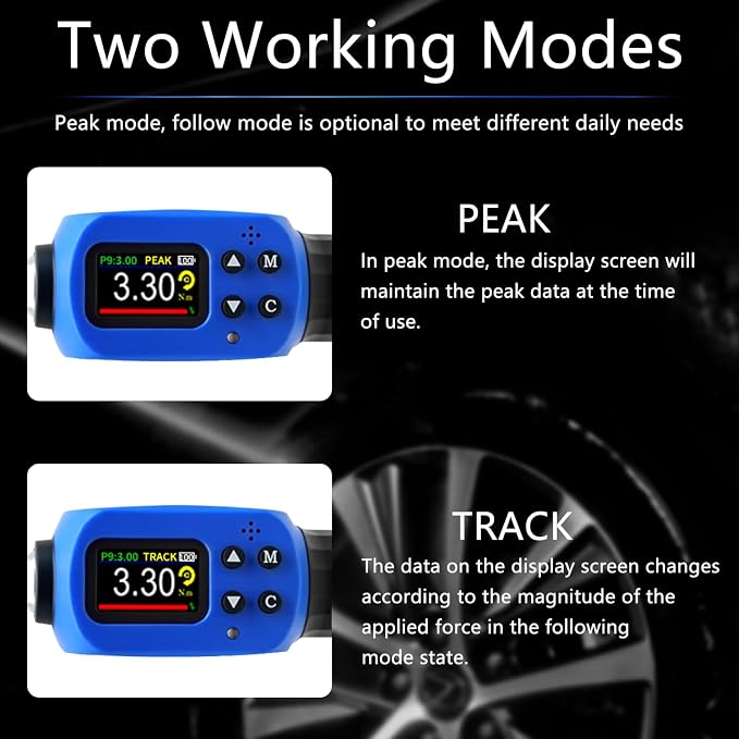 Adjustable Digital Torque Wrench, Hvac Torque Wrench 2.2-44.2Ft-lbs/3-60Nm | With 38 mm Adjustable Jaw, 3/8 Drive Ratchet, ±1% Accuracy, Color TFT Screen, Vibration, Buzzer and LED Indicator
