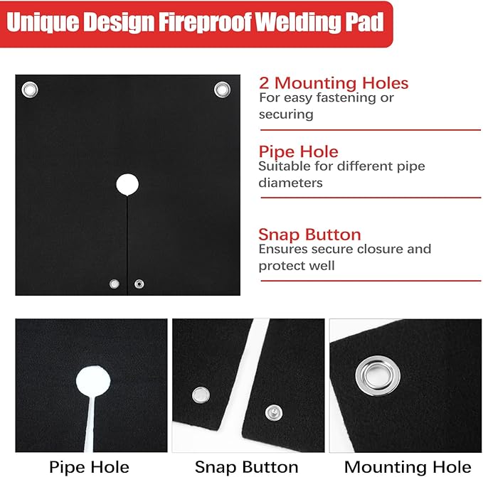 24x24x0.2in Welding Blanket Fireproof, 2 Packs 5mm Upgraded Thickened Heat Shield Mat, Brazing Heat Shield for Torch, Welding Pad for Plumbing, Solder Plumbers HVAC Torch Protector