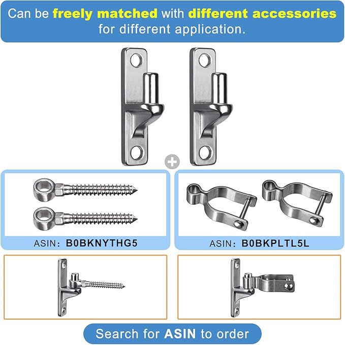 Insaga Cast Gate Hinges Heavy Duty, 304 Stainless Steel Wall Mount Hinge With 5/8'' Pin, Durable Farm, Non-Welded Fence, Chain Link Fence, 2Pcs