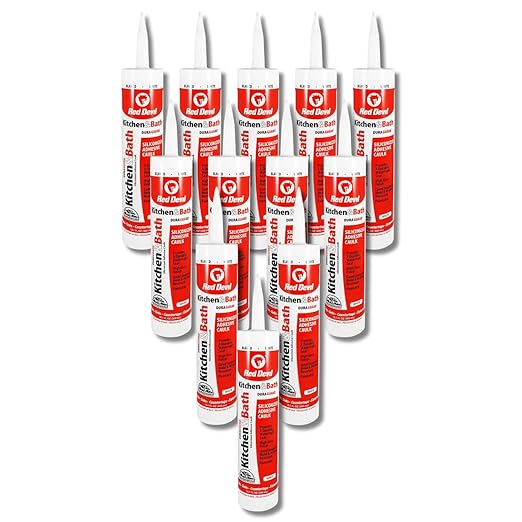 Red Devil 0406 Duraguard Kitchen & Bath Siliconized Acrylic Caulk, 10.1 oz., White, 12 Pack, Made in USA