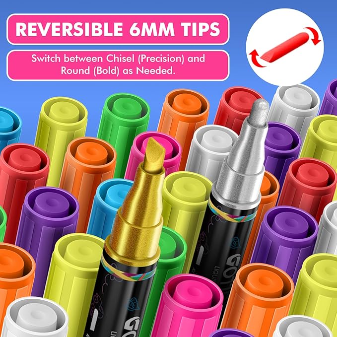 GOTIDEAL Chalk Markers,10 Colors Liquid Chalk Markers for Blackboard,Erasable Chalk Board Pens,Window markers for Glass Washable,Car,Glass,Calendar,Sign,Menu Diy Painting(6 mm Bold&Chisel Tip)