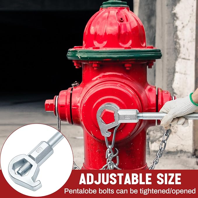 Tandefio 1 Pcs Fire Hydrant Wrench, 1-1/2" to 6", Silver | Adjustable Hydrant Key for Utility Crews, Multifunctional Hydrant Wrench for Tightening Fire Nuts Tightening Water Pipes