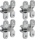 Murtenze 4 Pack Hidden Hinges, 1.77" Stainless Steel Cross Invisible Swing Hinges, 180 Degree Concealed Cross Hinge for Kitchen Cabinet Door