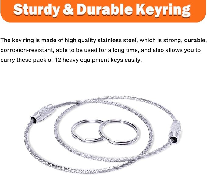 12 Heavy Equipment Keys Master Set, Contractor Machinery Equipment Excavator Dozer Skid Steer Loader Forklift Roller Keys Fit Case JCB 14603 14607 Lucas 1569 JLG 9006