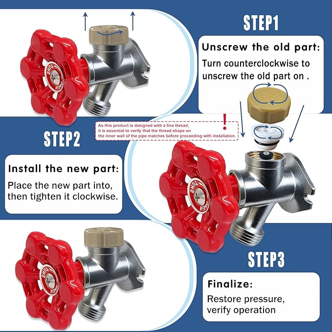 ASSE 1019-A Outdoor Faucet Repair Kit with Teflon Tape, Vacuum Breaker Replacement Kit Anti-Siphon Frost-Free Hose Bib Sillcock Valve Replacement（1 Pack）