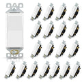 ELEGRP 3 Way Decorative Light Switch, 15Amp, 120-277 Volt, AC Decorator Rocker Paddle Wall Switch Replacement, Self-Grounding, Residential and Commercial Grade, UL Listed (20 Pack, Glossy White)