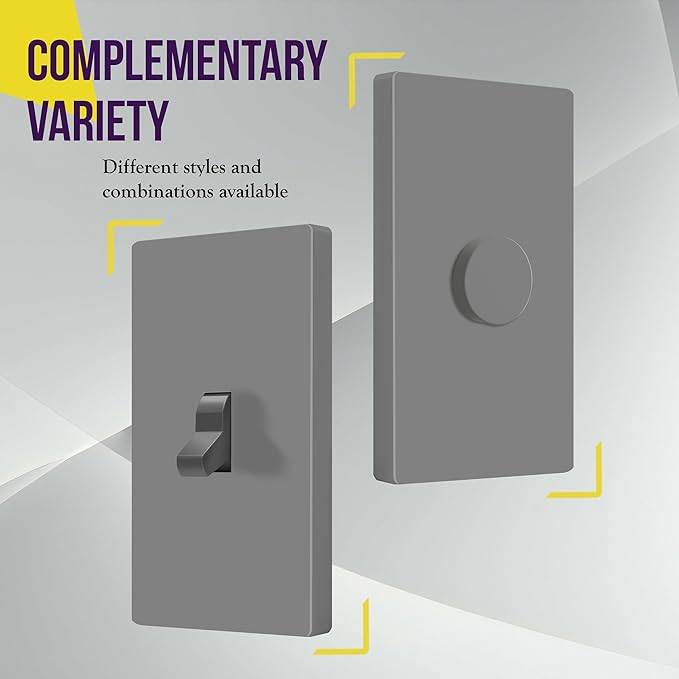 ENERLITES Screwless Toggle Switch Wall Plate, Child Safe Light Switch Cover, Standard Size 1-Gang 4.68" x 2.93", Unbreakable Polycarbonate Thermoplastic, UL Listed, SI8811-GY5P, Glossy, Gray, 5 Pack