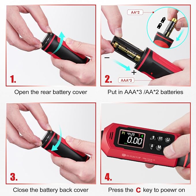 3/8" 1/2" Digital Torque Wrench, 0.66-44.29Ft.Lb & 3.8-250.8Ft.Lb | ±1% Accuracy, 0.9-60N.m & 5.1-340Nm Electric Torque Wrench Set, for Auto Repair, Lug Nuts, Engine, Suspension, Moto & Bicycle