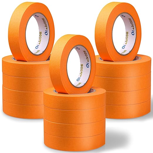 Oleitodh 15 Rolls Orange Painters Tape Bulk 1 inch x 825 Yards, Painters Masking Tape No Residue Wall Painting Tape Artist Tape Trim Edge Finishing Tape for Wall Painting Decoration DIY Supplies
