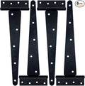 HLMOptimo Heavy Duty T Hinge Tee T Strap Shed Gate Barn Fence Door Hinge Wrought Rustproof All Size Black (4 pcs, 12 inch)