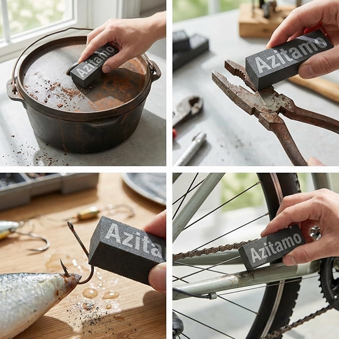 Rust Eraser, Cast Iron Rust Remover, Remove Rust from Any Metallic Surface - 2 Pack