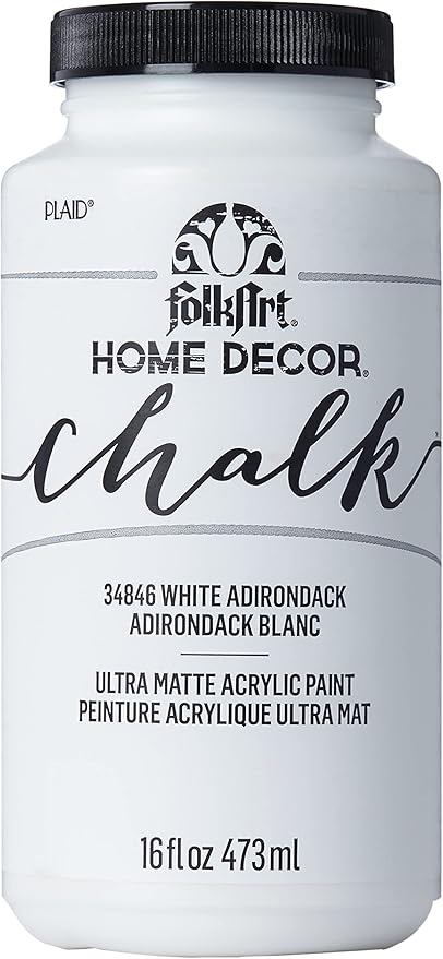 FolkArt Home Decor Chalk Furniture & Craft Paint in Assorted Colors, 16 ounce, White Adirondack,34846