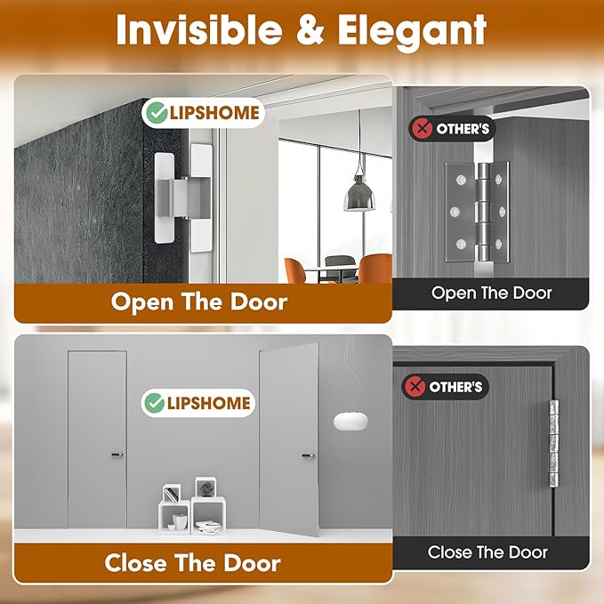 4.5" Hidden Door Hinge/Concealed Hinges,Invisible Hinges,Invisible Door Silent Door Hinge 110 Degree Swing Hinge 2-Way Adjustable Butt Hinge 4.5 x 2 x 1 (2, White)