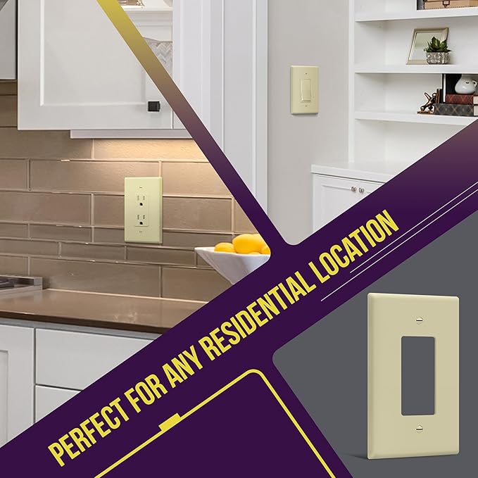 ENERLITES Decorator Light Switch or Receptacle Outlet Wall Plate, Gloss Finish, Over-Size 1-Gang 5.5" x 3.5", Unbreakable Polycarbonate Thermoplastic, UL Listed, 8831O-I, Ivory