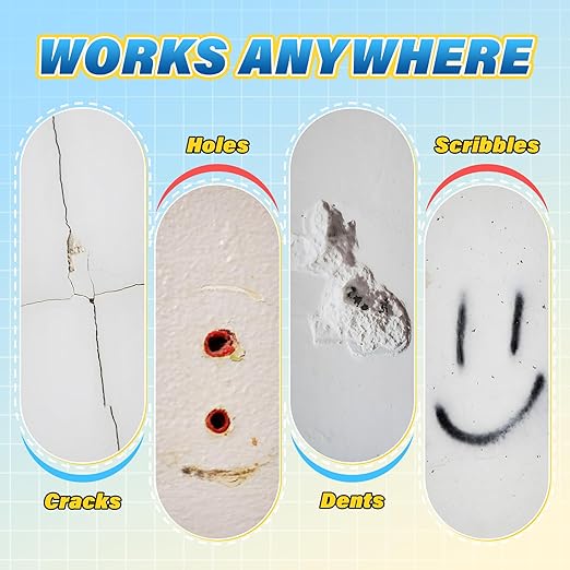 DIYSELF 9 Pack Drywall Repair Kit, Surface Repair Kit, Spackle Wall Repair, 2×100g (7oz Total) Putty, White Drywall Mud, Plaster for Holes, Cracks, Gaps, Fast-Drying Hole Filler with Scraper, Sander