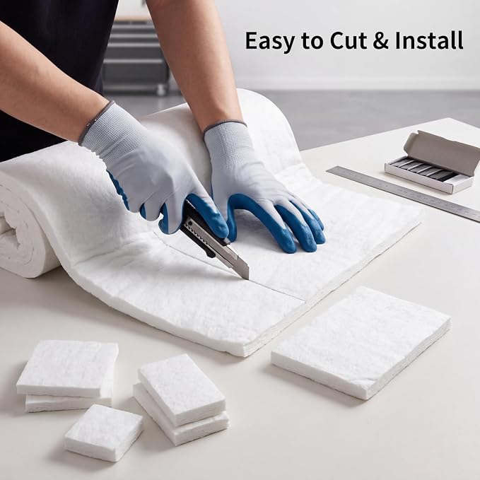 2 Pcs Ceramic Fiber Insulation Blanket 60 x 24 x 1 Inch 2600F | High Density for Oven Insulation Replacement, Heat Resistant to 2600F, For Kilns Stoves Forges Boilers Pizza Ovens