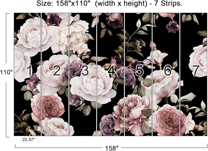 Peony Flowers Wall Mural - Purple Flower Wallpaper, Rose Mural - 158" x 110" (Not Self-Adhesive)