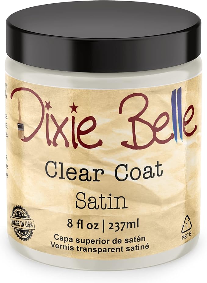 Dixie Belle Paint Company | Satin Clear Coat (8oz) | Satin Finish Polyacrylic Topcoat | Chalk-Friendly Furniture Paint Finish