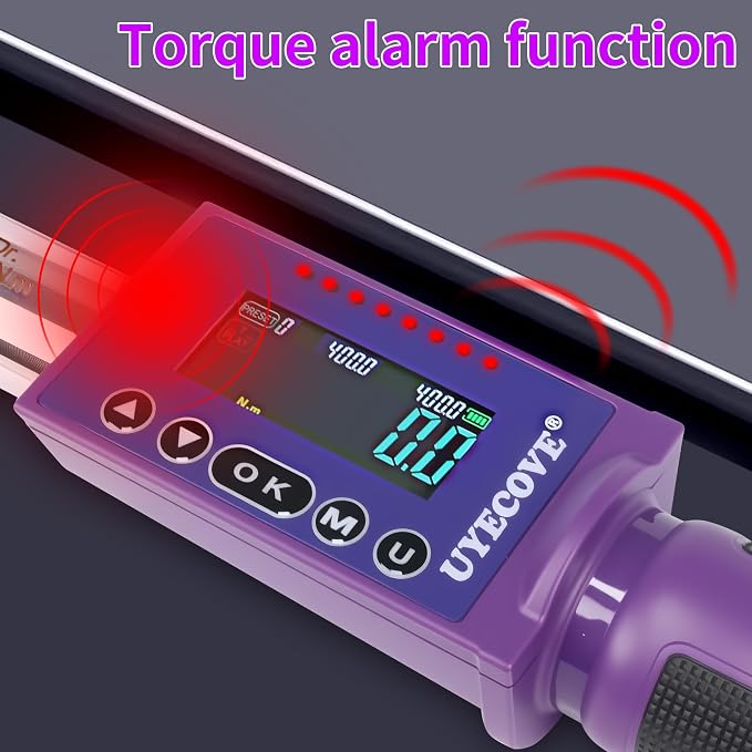 Digital Torque Wrench 1/2 Drive, (14.7-295 FT-LB/20-400N.M) ±2% High Accuracy Digital Torque Wrench, With Vibration, Buzzer and LED Alert