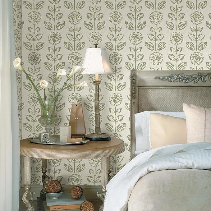 Wudnaye Vintage Floral Peel and Stick Wallpaper Beige Floral Contact Paper 17.7in × 196.8in Tulip Self Adhesive Wallpaper Boho Flowers Removable Waterproof Wall Paper for Bathroom Bedroom Decorative