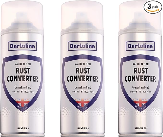 Bartoline Rust Converter Spray, 13.5 oz [3 Pack] - Rapid Rust Neutralizer for Ferrous Metals Self-Priming Spray for Cars, Tools, Fences & More - 400 ml