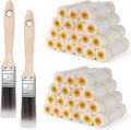 Paint Roller Covers，38 Pack, 4 Inch Mini Rollers for Painting, 3/8" Nap Microfiber Covers, Small Roller Brush Covers, House Painting Supplies for Walls, Ceilings, Trim & DIY Projects