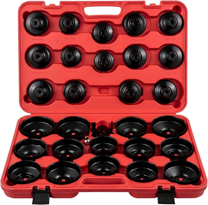 VEVOR Oil Filter Socket Set, 30 Pcs, Steel, Black, 3-Jam Wrench