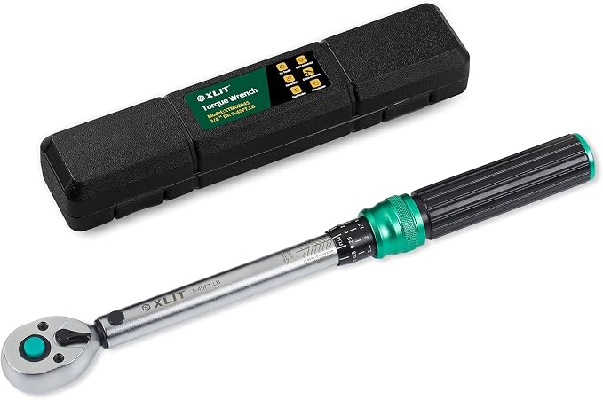 3/8" Drive Click Torque Wrench, 5-45 Ft-Lb/6.8-61Nm Dual-Direction Adjustable 72 Tooth Ratchet, ±3% Accuracy Precisio Low Torque Wrench for Spark Plugs, Bike, Motorcycle and Car Repair