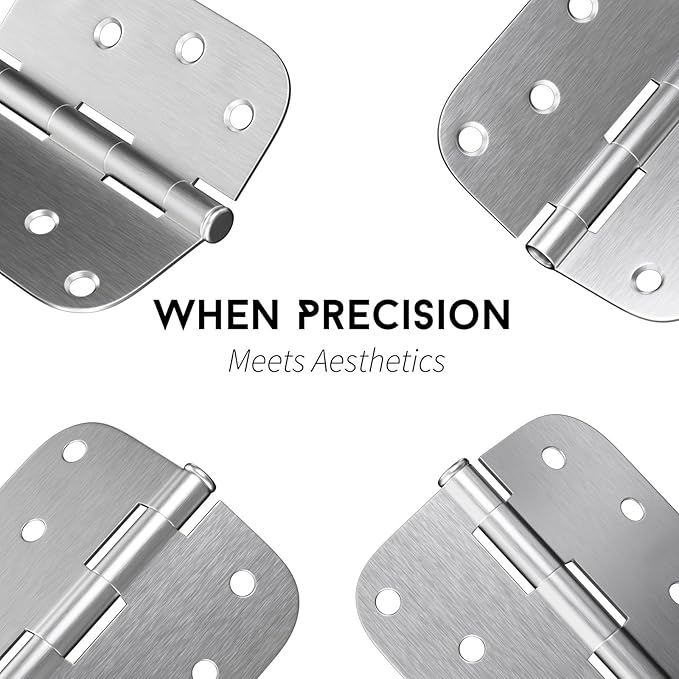 goldenwarm 48 Pack 4 inch Brushed Nickel Door Hinges Satin Nickel Exterior Door Hinges - Residential Hinges for Interior and Exterior Doors, 5/8" Radius Corners, Iron