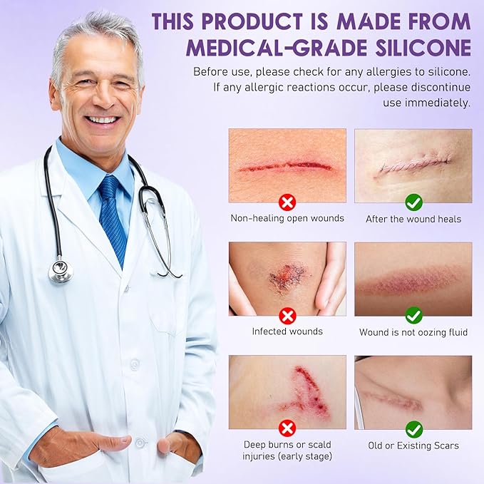 2Pcs Hyaluronic Acid Silicone Scar Tape,Silicone Scar Tape,Silicone Scar & Wrinkle Tape,Scar tape for all skin types